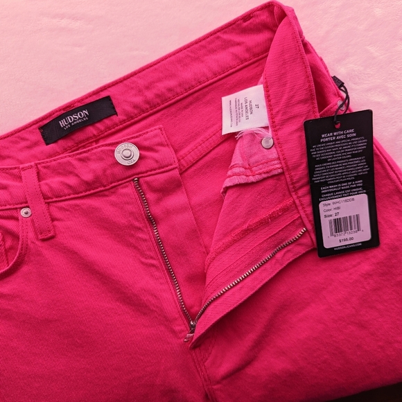Hudson Holly Jeans High Rise Cropped Bootcut Zip Fly Hibiscus Pink Denim 27 NWT - Picture 12 of 14